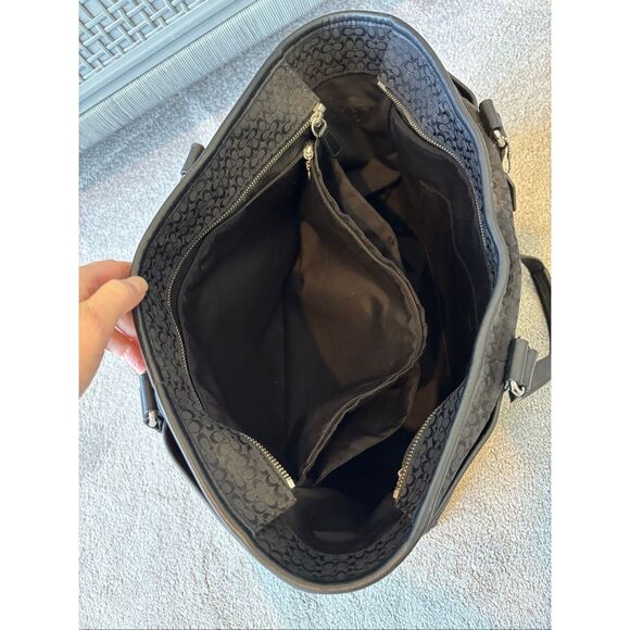 Coach F77014 Hampton Signature Canvas/Leather XL Weekend Travel Tote Bag Black, - Picture 7 of 11